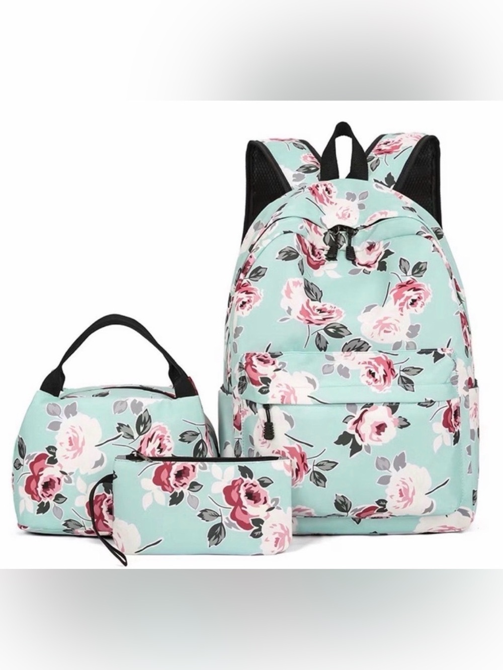 Floral Mint Backpack Set – Women’s 3-Piece Bag Set